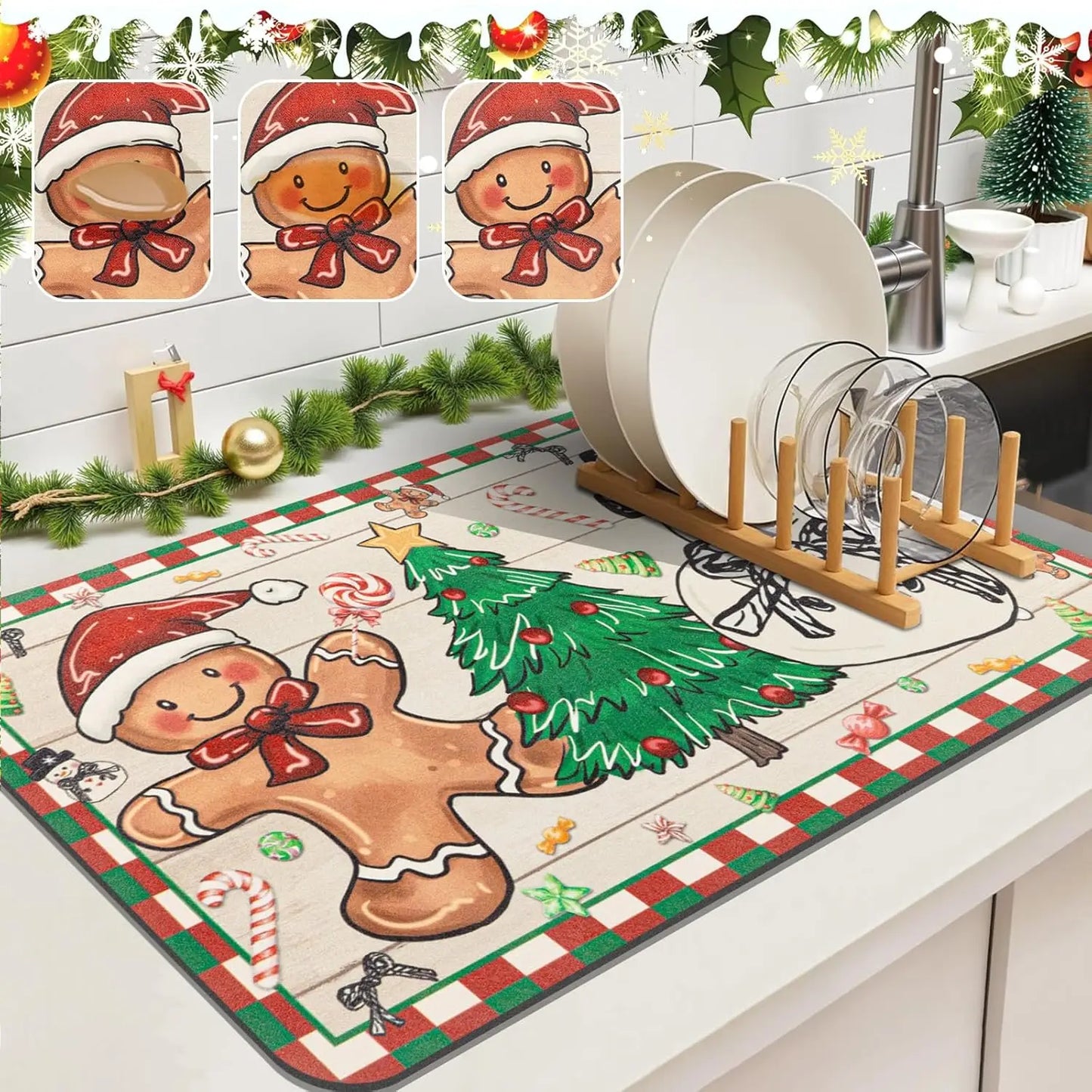 SNOWMATIQ – Christmas kitchen mat for drying & decorative purposes
