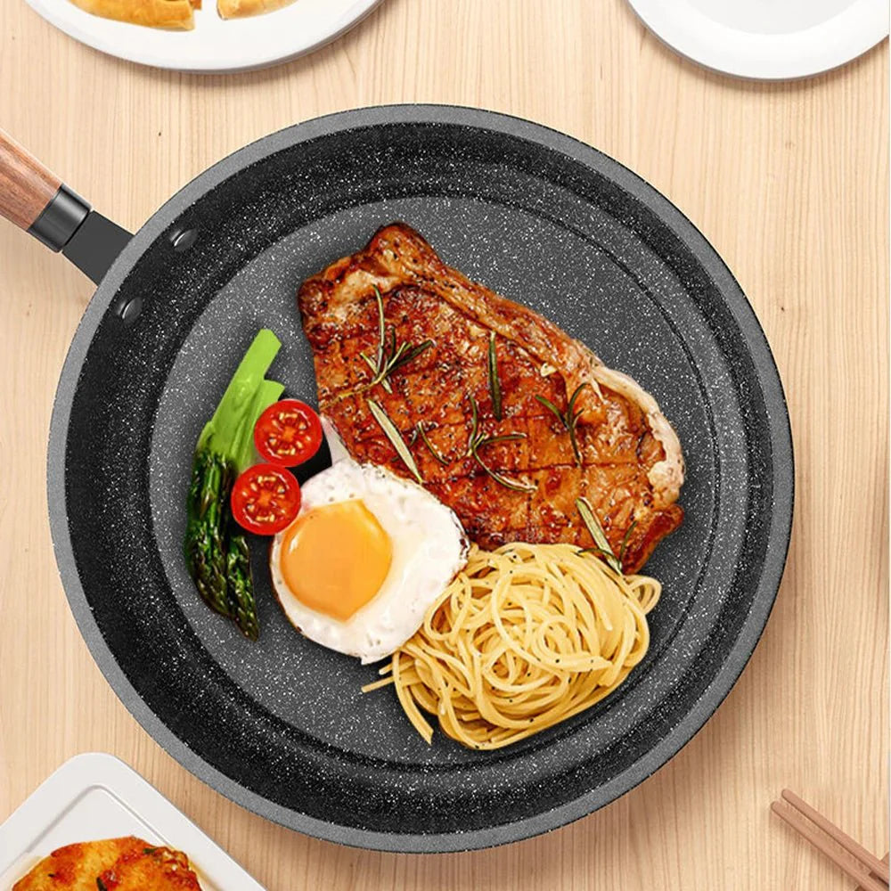 CUISTONE – 30 cm Maifan Stone Non-Stick Pan with Lid for Gas & Induction Stoves