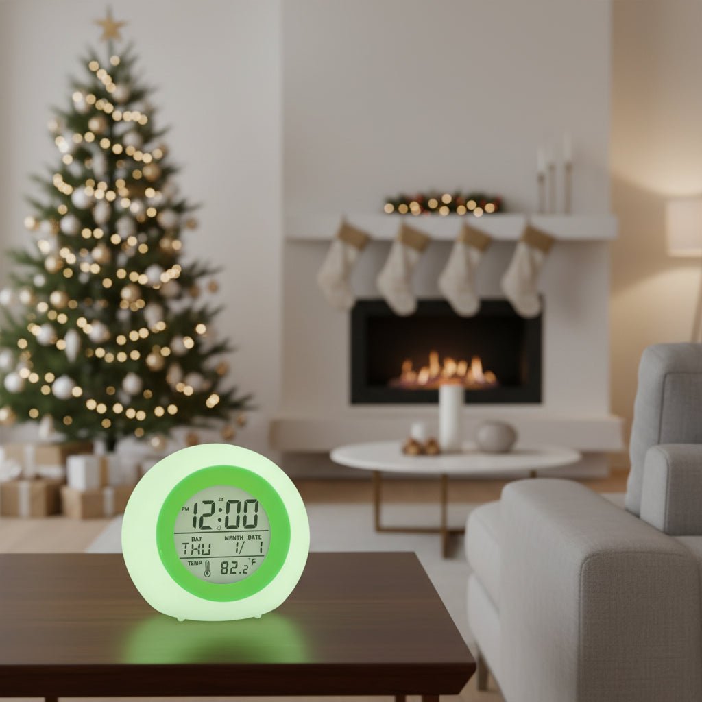 KIDDOALERT – Children's Alarm Clock with 7-Color Night Light & Snooze Function for Healthy Sleep Behavior