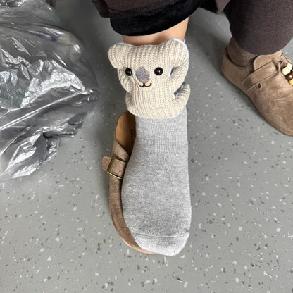 HUGFOOT – Cozy House Socks with Cute 3D Animal Accent & Secure Non-Slip Sole