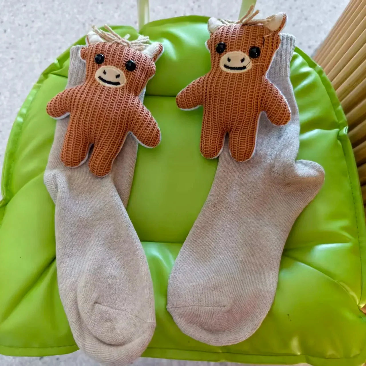 HUGFOOT – Cozy House Socks with Cute 3D Animal Accent & Secure Non-Slip Sole