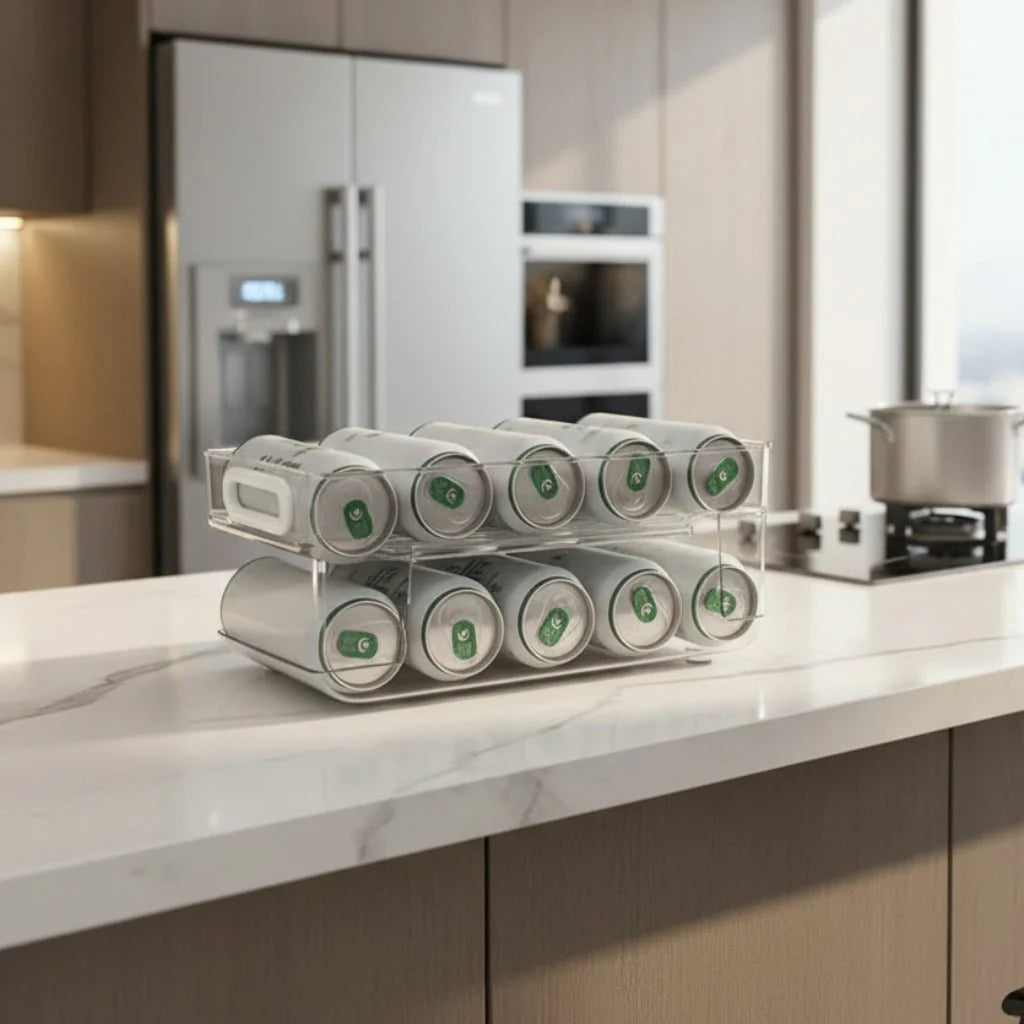 CANSWIFT – 2-tier beverage can dispenser for tidy refrigerators