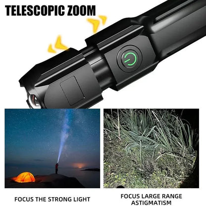 LUMATRON – Powerful LED Flashlight with 100000 Lumens, USB Charging & Waterproof Zoom Design