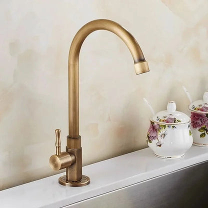 GoldenSwan Faucet – Antique Swan Neck Brass Kitchen Tap