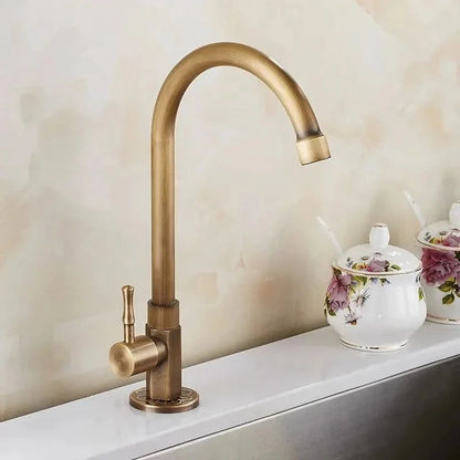 GoldenSwan Faucet – Antique Swan Neck Brass Kitchen Tap