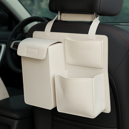 SEATSMART – Universally fitting car seat organizer with 4 storage pockets