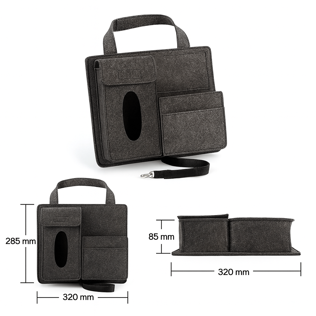 SEATSMART – Universally fitting car seat organizer with 4 storage pockets