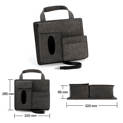 SEATSMART – Universally fitting car seat organizer with 4 storage pockets