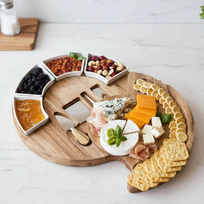 TABLEVA – Premium charcuterie board set made of acacia wood for serving and entertaining