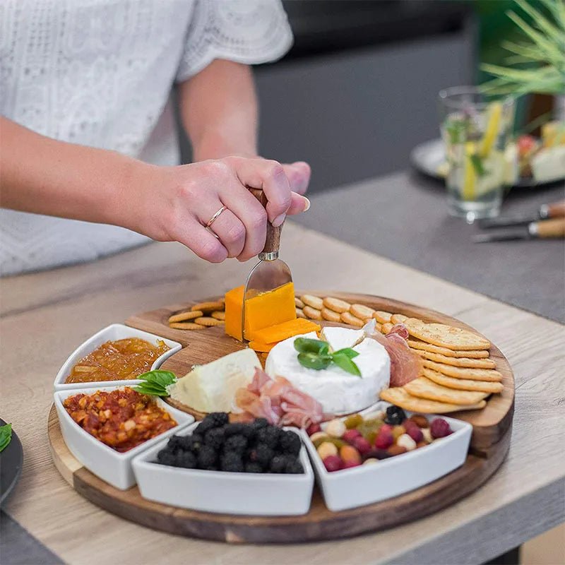 TABLEVA – Premium charcuterie board set made of acacia wood for serving and entertaining