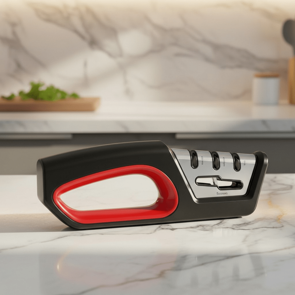 BLADEWORK – 4-in-1 Knife Sharpener & Scissor Polisher – Ergonomic Kitchen Tool