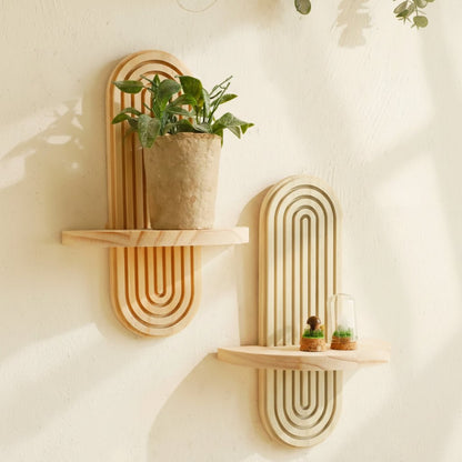 DECOWOOD – Geometric Floating Wood Shelves in Boho Style as Wall Storage