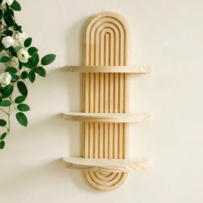 DECOWOOD – Geometric Floating Wood Shelves in Boho Style as Wall Storage