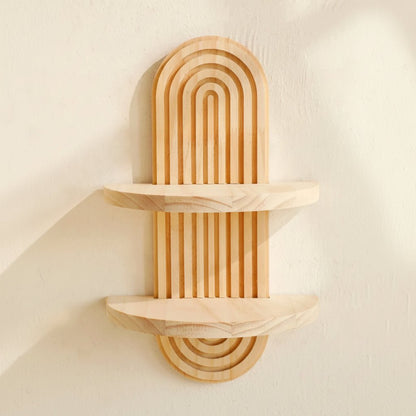 DECOWOOD – Geometric Floating Wood Shelves in Boho Style as Wall Storage