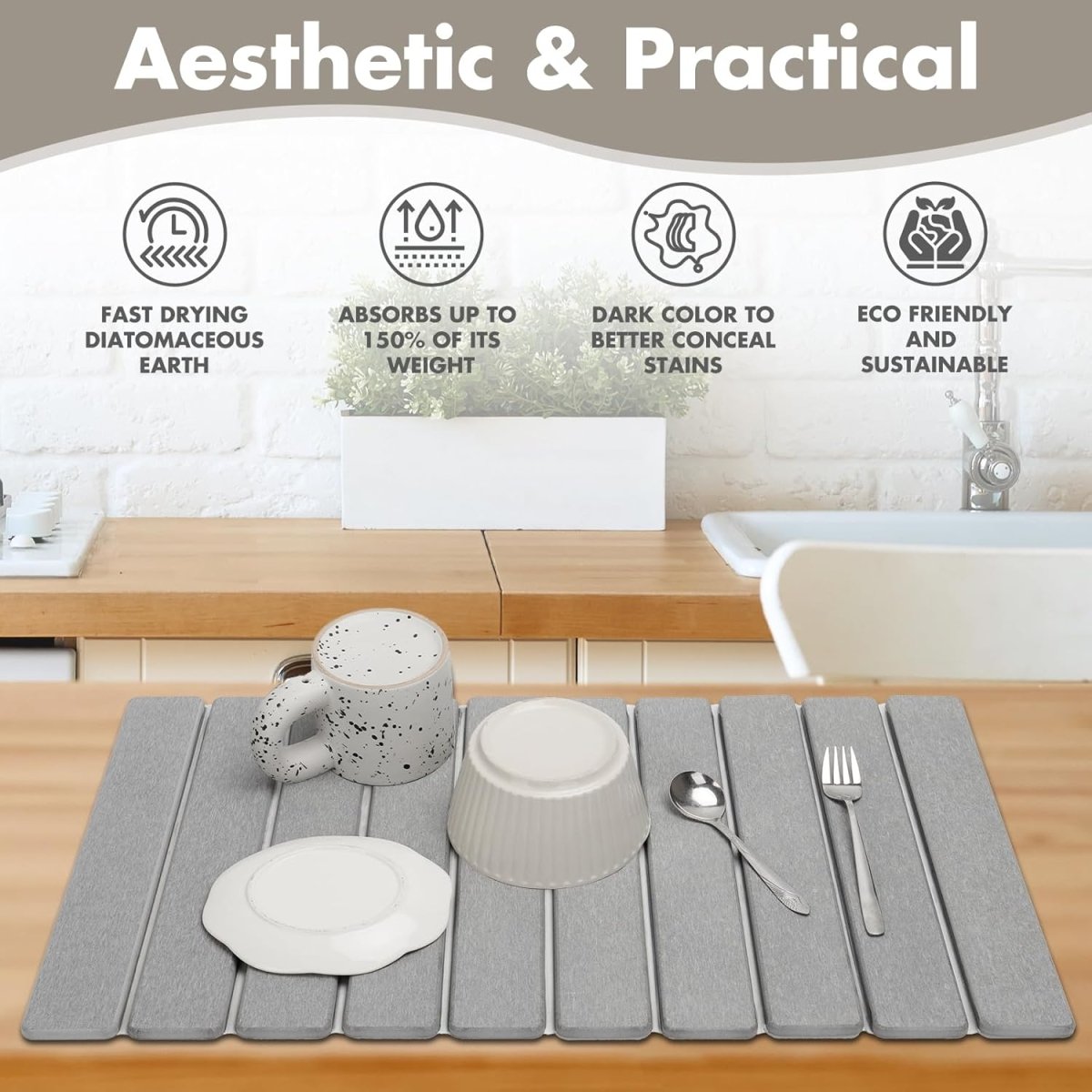 DIATODRY – Quick-drying diatomite stone mat for hygienic, clean surfaces