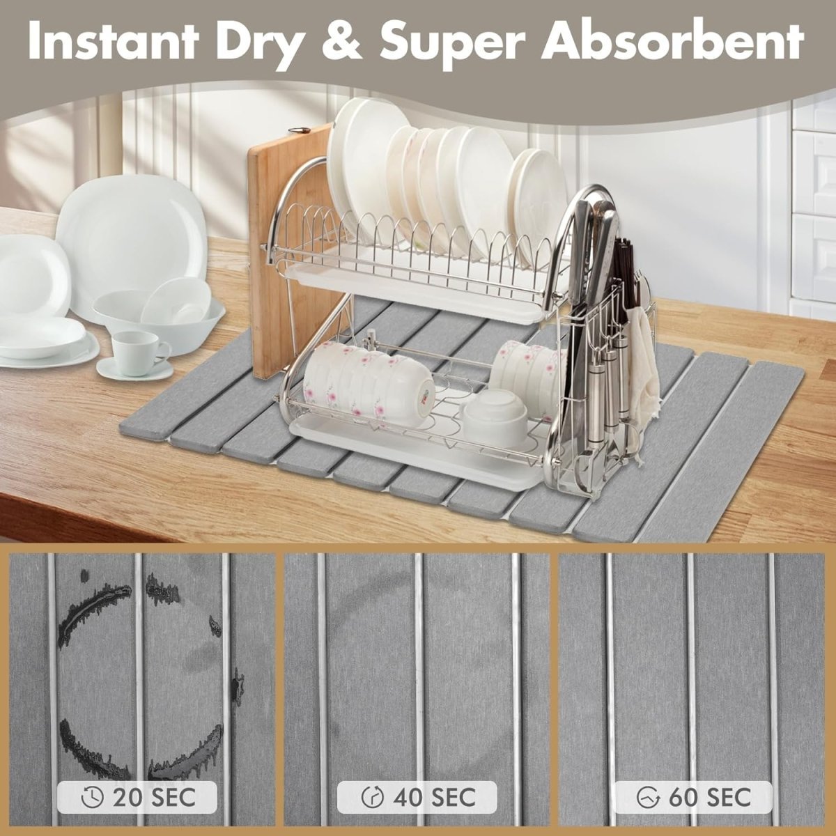 DIATODRY – Quick-drying diatomite stone mat for hygienic, clean surfaces