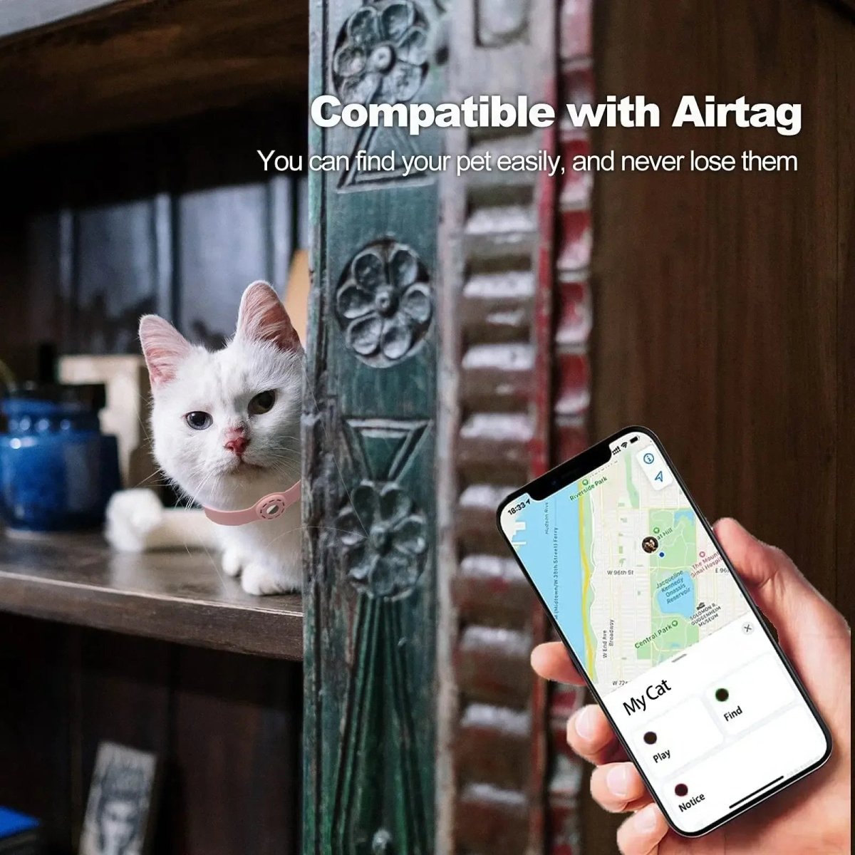 PFOTENTRACK – Adjustable Silicone Pet Collar with Apple AirTag