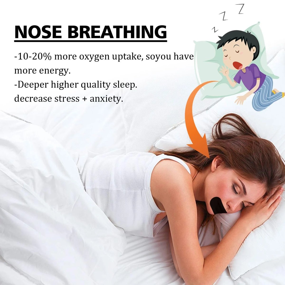 SILENTBREATH – Anti-Snoring Mouth Tape for Sleep, Comfortable Tape to Promote Nasal Breathing