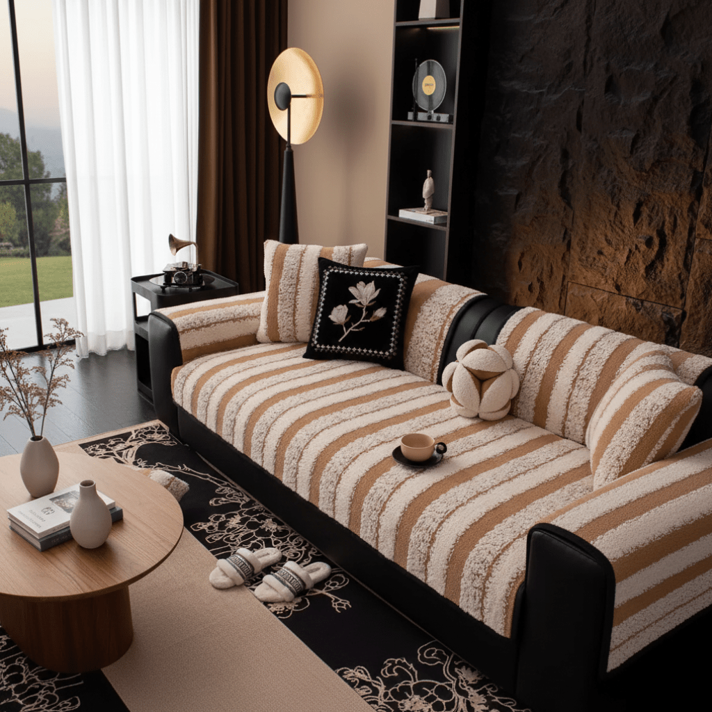 FURBLOCK – Plush, non-slip couch cover – universal, thick sofa protector against hair & dirt