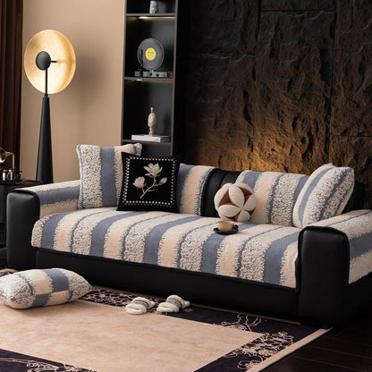 FURBLOCK – Plush, non-slip couch cover – universal, thick sofa protector against hair & dirt