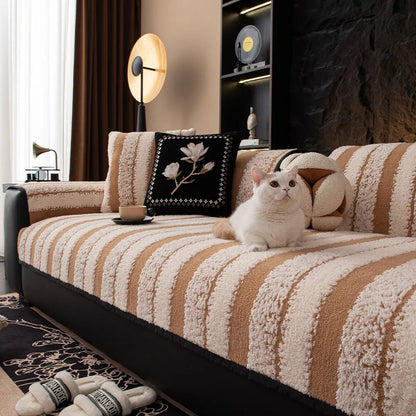 FURBLOCK – Plush, non-slip couch cover – universal, thick sofa protector against hair & dirt