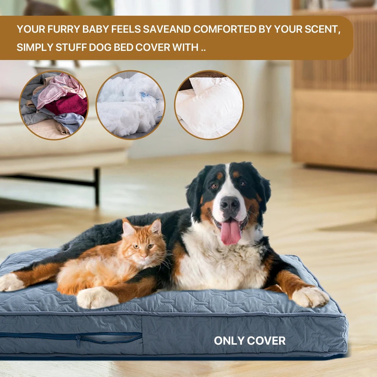 CUDDLETAIL COVER – cozy orthopedic dog bed cover for large dogs