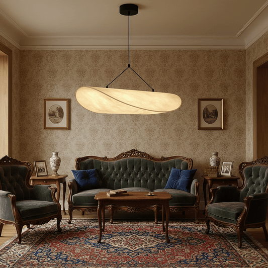 CALMLANTERN – Pendant lamp made of Japandi silk with LED-friendly design