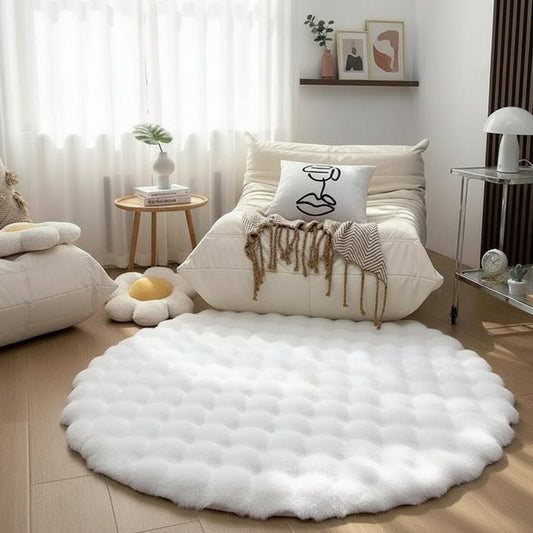 NORDILOFT – Fluffy, round polyester rug for cozy Scandinavian living spaces