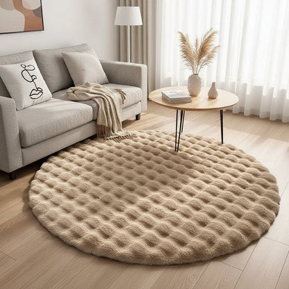 NORDILOFT – Fluffy, round polyester rug for cozy Scandinavian living spaces