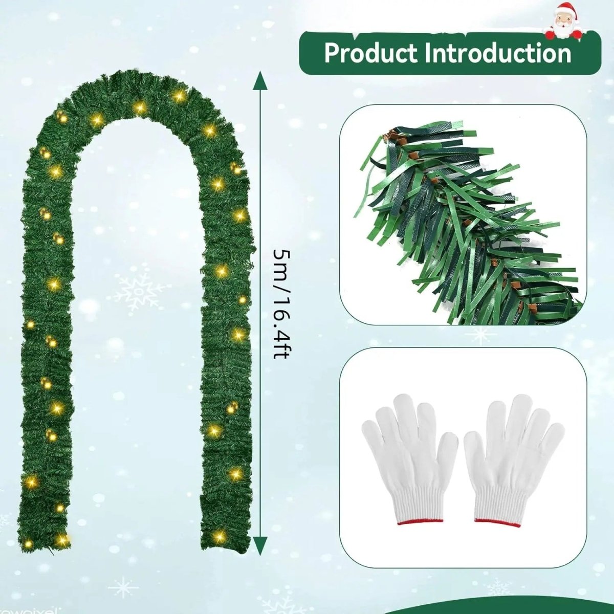 WINTERGREEN Christmas Garland – 2.7 m LED Decoration with Warm White Light