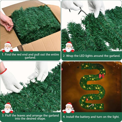 WINTERGREEN Christmas Garland – 2.7 m LED Decoration with Warm White Light