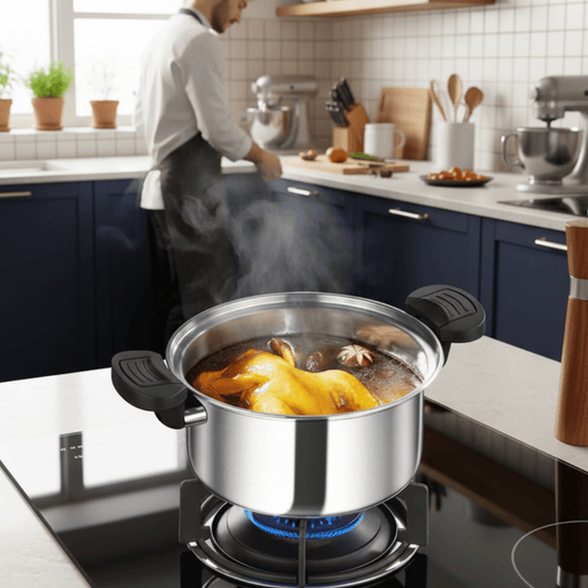STEELPRESS – Compact stainless steel pressure cooker for quick meals anywhere