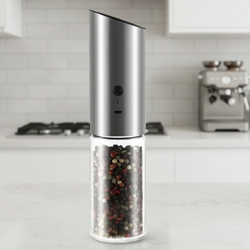 SPICEPULSE – Rechargeable Stainless Steel Electric Pepper Mill for Easy Seasoning