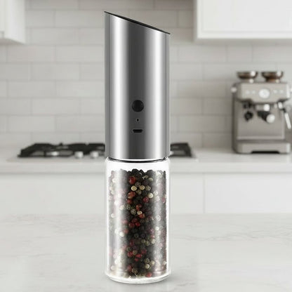 SPICEPULSE – Rechargeable Stainless Steel Electric Pepper Mill for Easy Seasoning