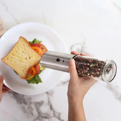 SPICEPULSE – Rechargeable Stainless Steel Electric Pepper Mill for Easy Seasoning