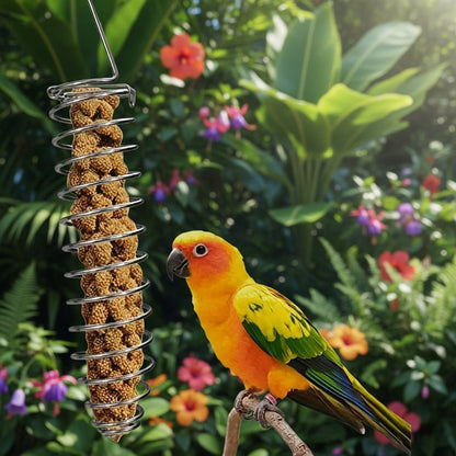 STEELSWIRL – Robust stainless steel parrot food dispenser for long-term use