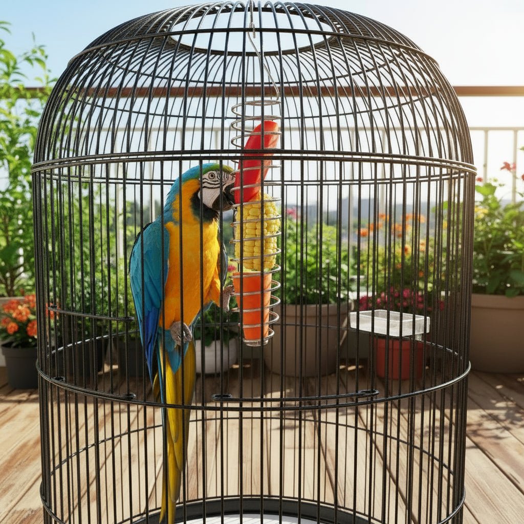 STEELSWIRL – Robust stainless steel parrot food dispenser for long-term use