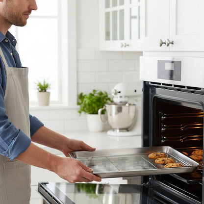 BAKESMART – Stainless Steel Baking Sheet Set with Removable Cooling Rack
