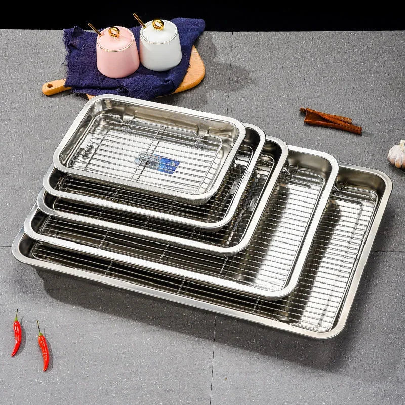 BAKESMART – Stainless Steel Baking Sheet Set with Removable Cooling Rack