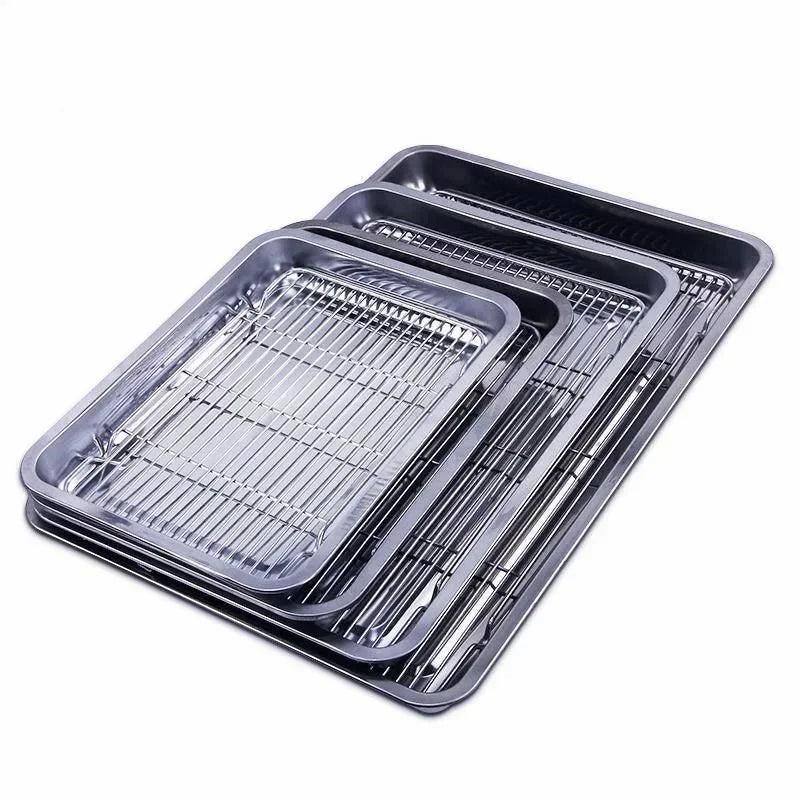 BAKESMART – Stainless Steel Baking Sheet Set with Removable Cooling Rack