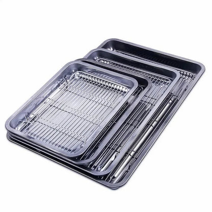 BAKESMART – Stainless Steel Baking Sheet Set with Removable Cooling Rack