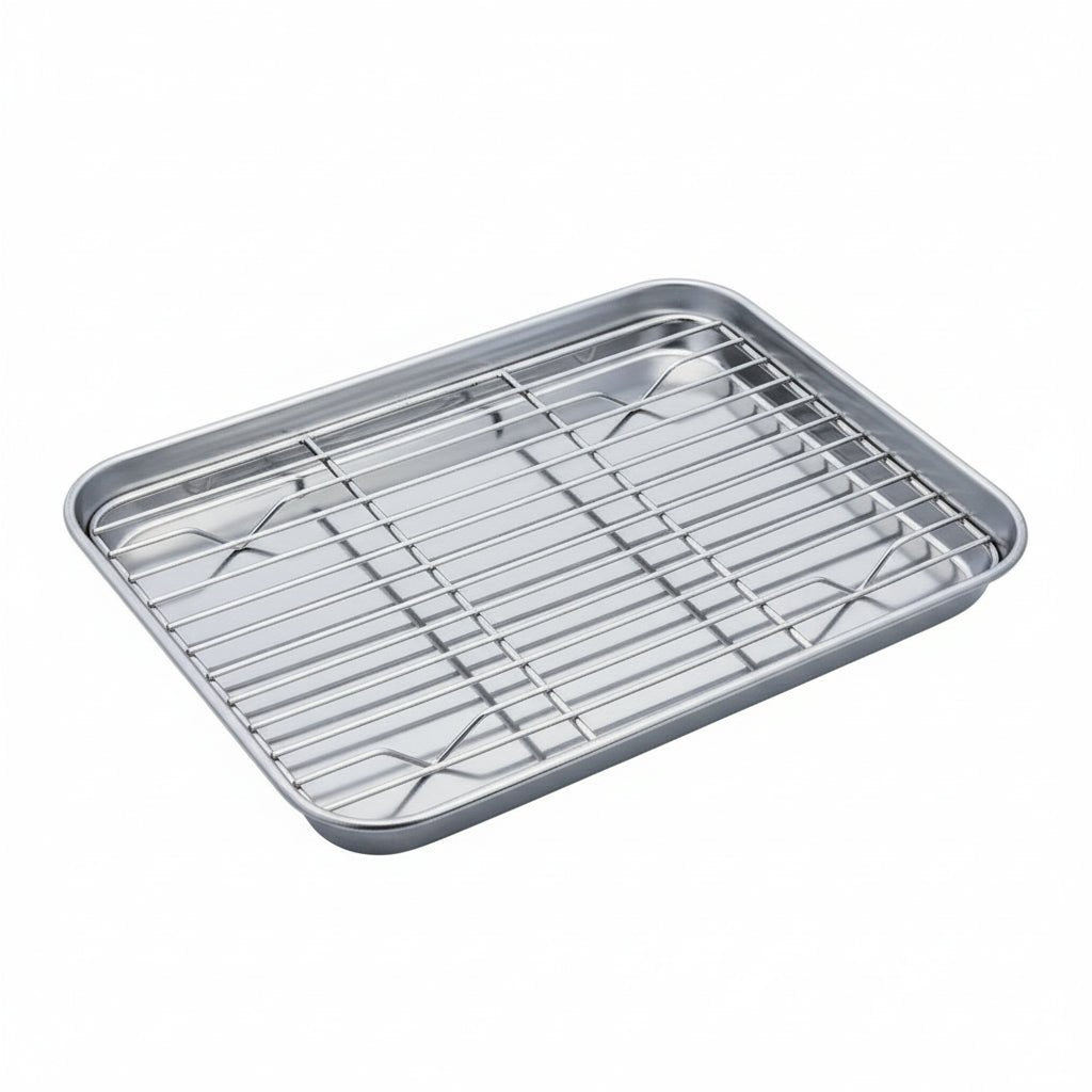 BAKESMART – Stainless Steel Baking Sheet Set with Removable Cooling Rack