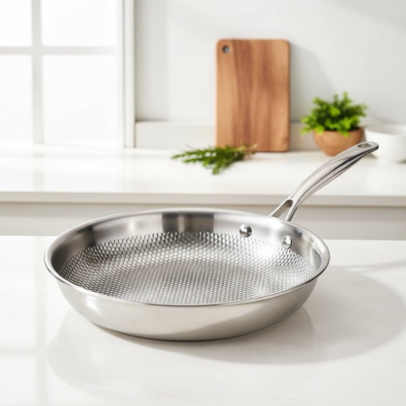 PURESTEEL – Uncoated stainless steel frying pan for steak, roasting & daily cooking