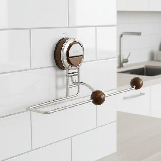 FIXROLL – Drill-free kitchen paper towel holder made of stainless steel with reusable suction power