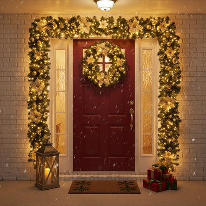 GLOWTWINE – Illuminated Christmas garland made of rattan with warm white LED lights, 2.7 m