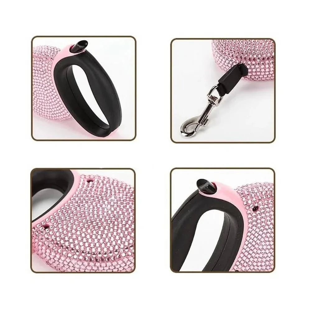 SPARKPAW – Luxury Retractable Leash with Rhinestones for Small Dogs & Cats