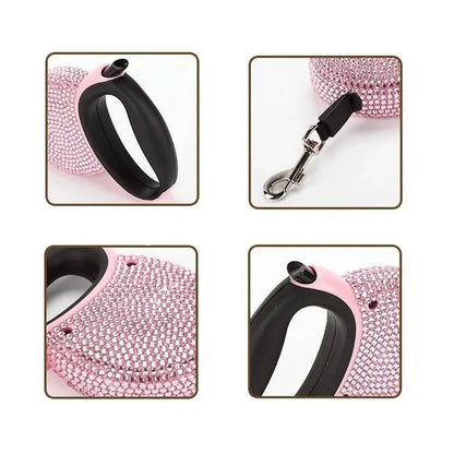 SPARKPAW – Luxury Retractable Leash with Rhinestones for Small Dogs & Cats