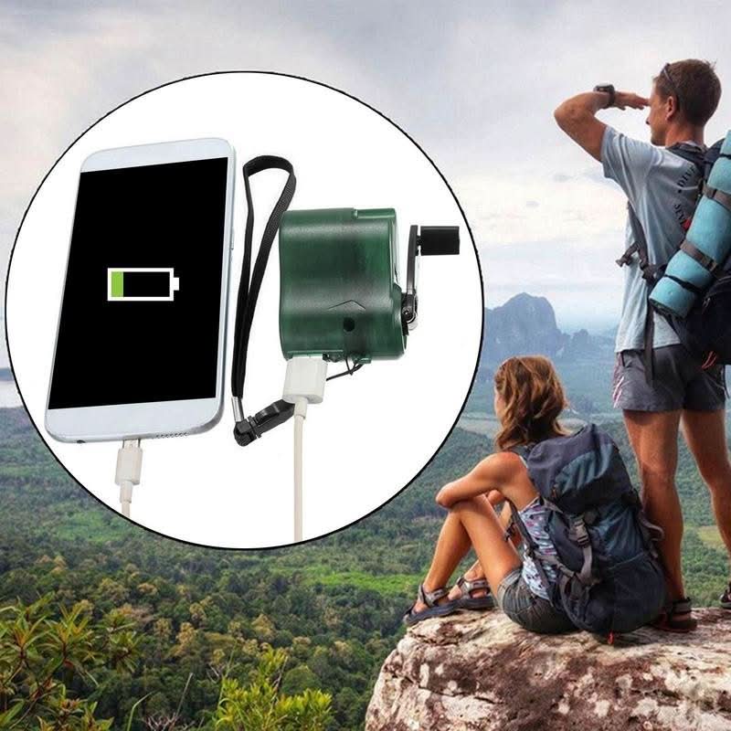 CRANKCHARGE – Portable Hand Crank Emergency Charger with USB & LED