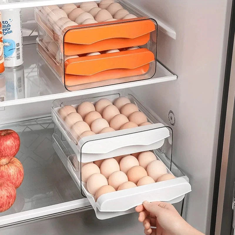 EGGSTACK – 2-layer refrigerator egg box with drawers and 32-capacity
