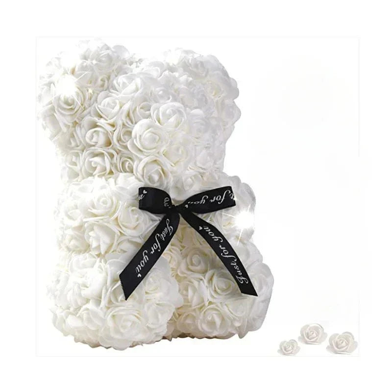 ROSEBLOOM BEAR – Handmade rose teddy made from eternal blossoms